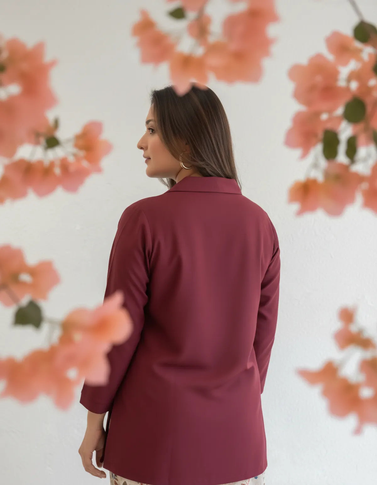 Priyas Burgandy Top with Printed Stylish Pants