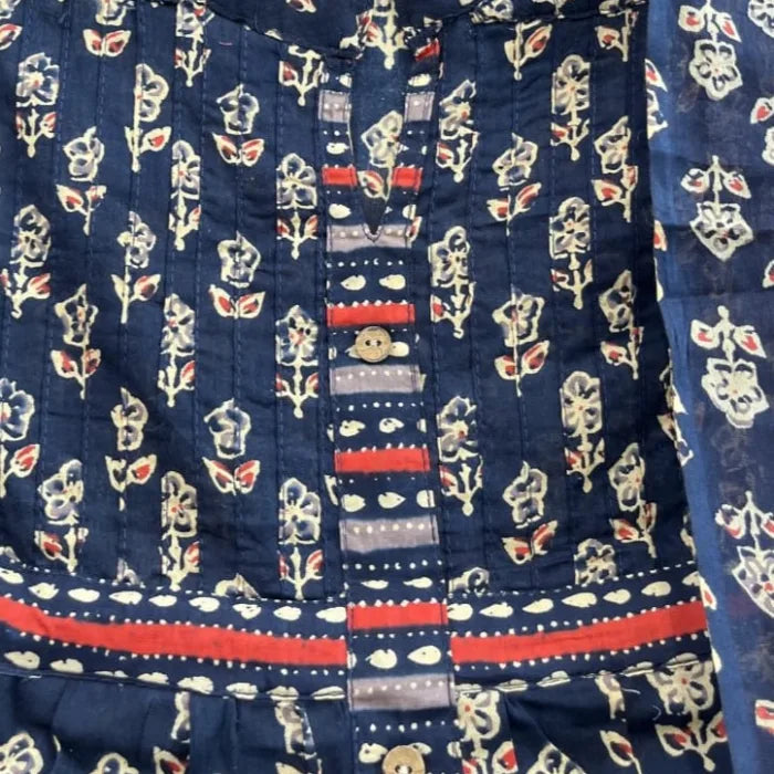 Elegant Hand-Block Printed Pure Cotton Suit Set with Dupatta