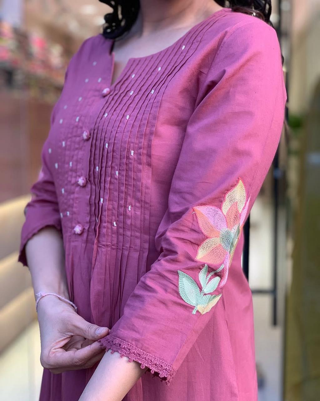 Rosewood Flared Kurta with Delicate Front Detailing