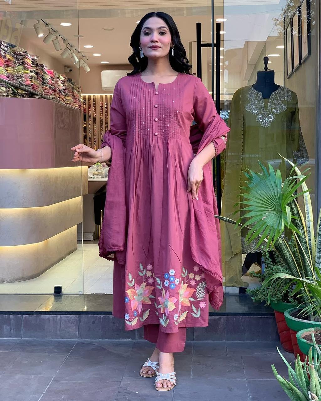 Rosewood Flared Kurta with Delicate Front Detailing