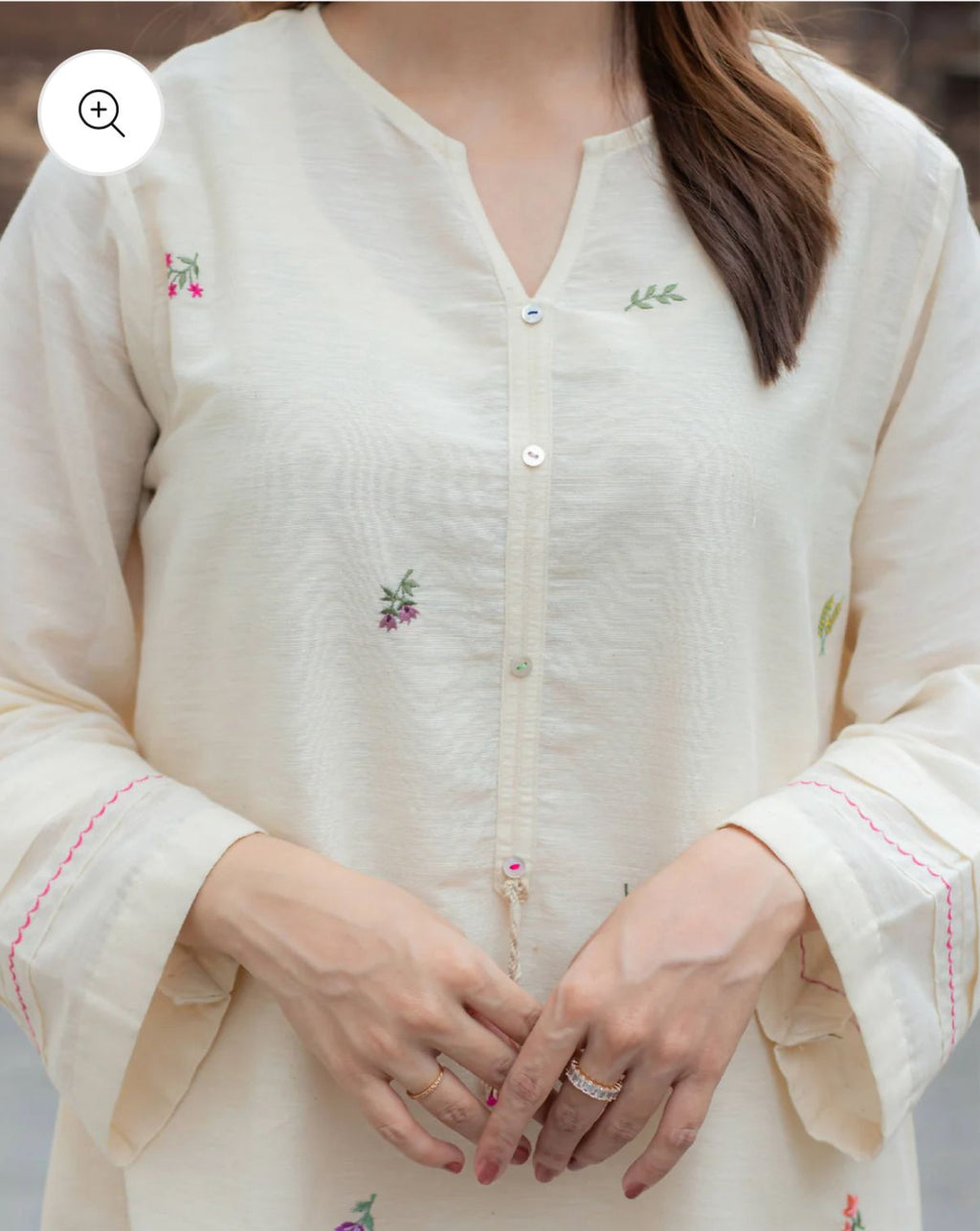 Floral Embroidered Regular Pure Cotton Kurta with Trousers