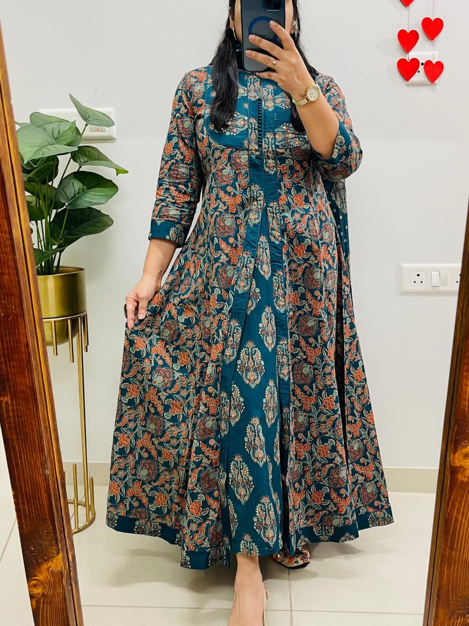 Blue Heritage Ajrakh Print Anarkali Kurti with Dupatta