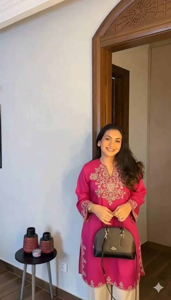 Pink Embroidered Kurta Pant Set for Women